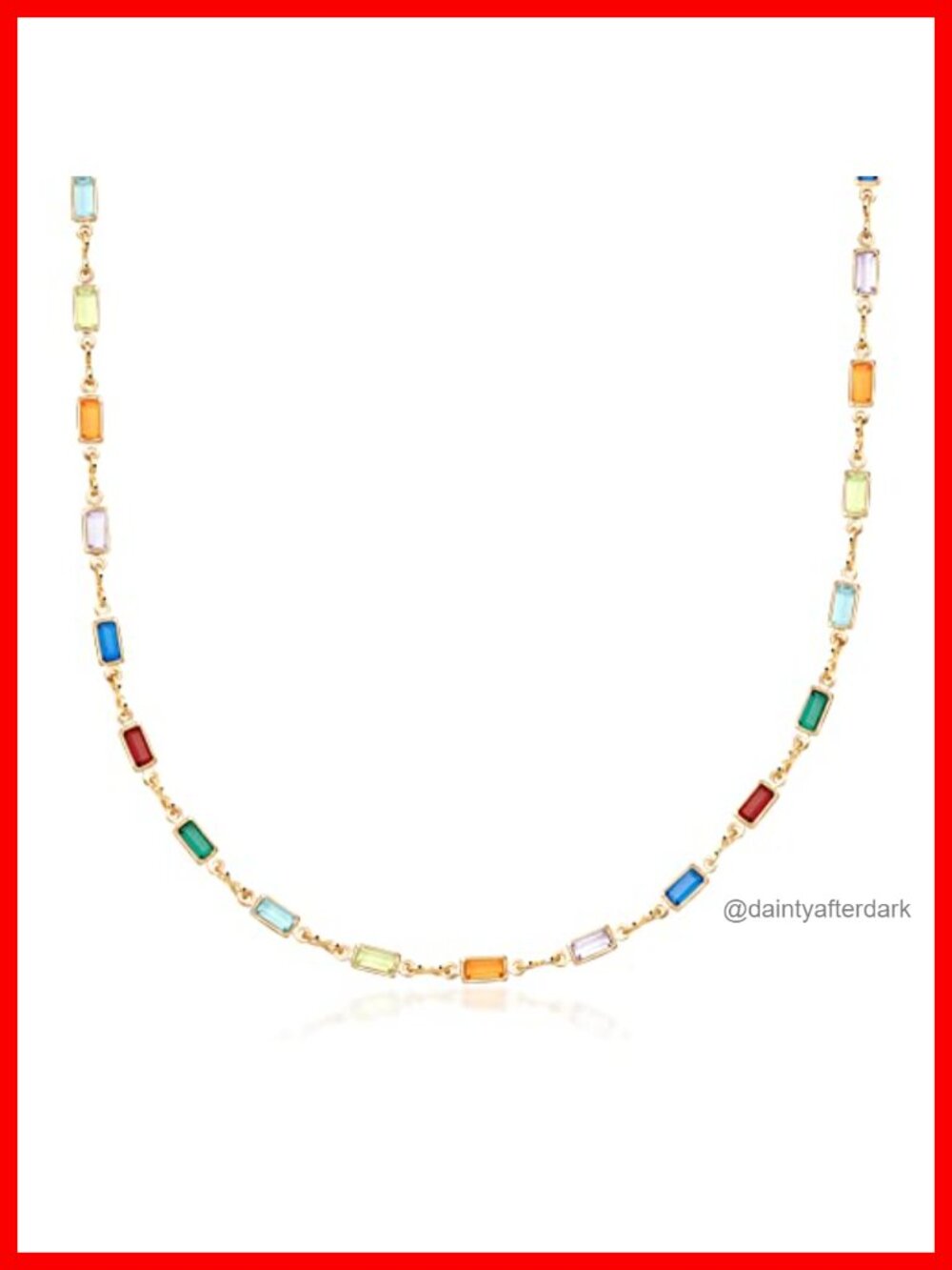 18K Gold Plated Multi Stone Crystal Baguette Necklace - Picture 1 of 5